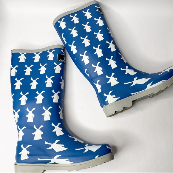 Dutch Bros Shoes - Dutch Bros Windmill Blue Tall Rain Boots Size 7